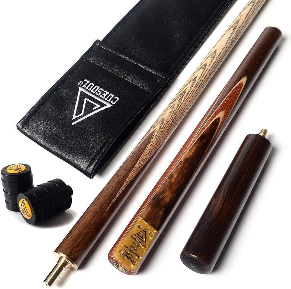 CUESOUL 3/4 Jointed Snooker Cue 57 inch Handcraft with Extension/Joint Protector Packed in Leatherette Cue Bag