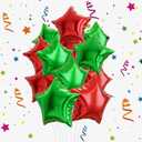 15Pcs Star Balloons - 18 inch Red Green Stars Balloon - Star Foil Balloons for Christmas Birthday Decorations - Stars Mylar Balloon Outdoor Christmas Decorations