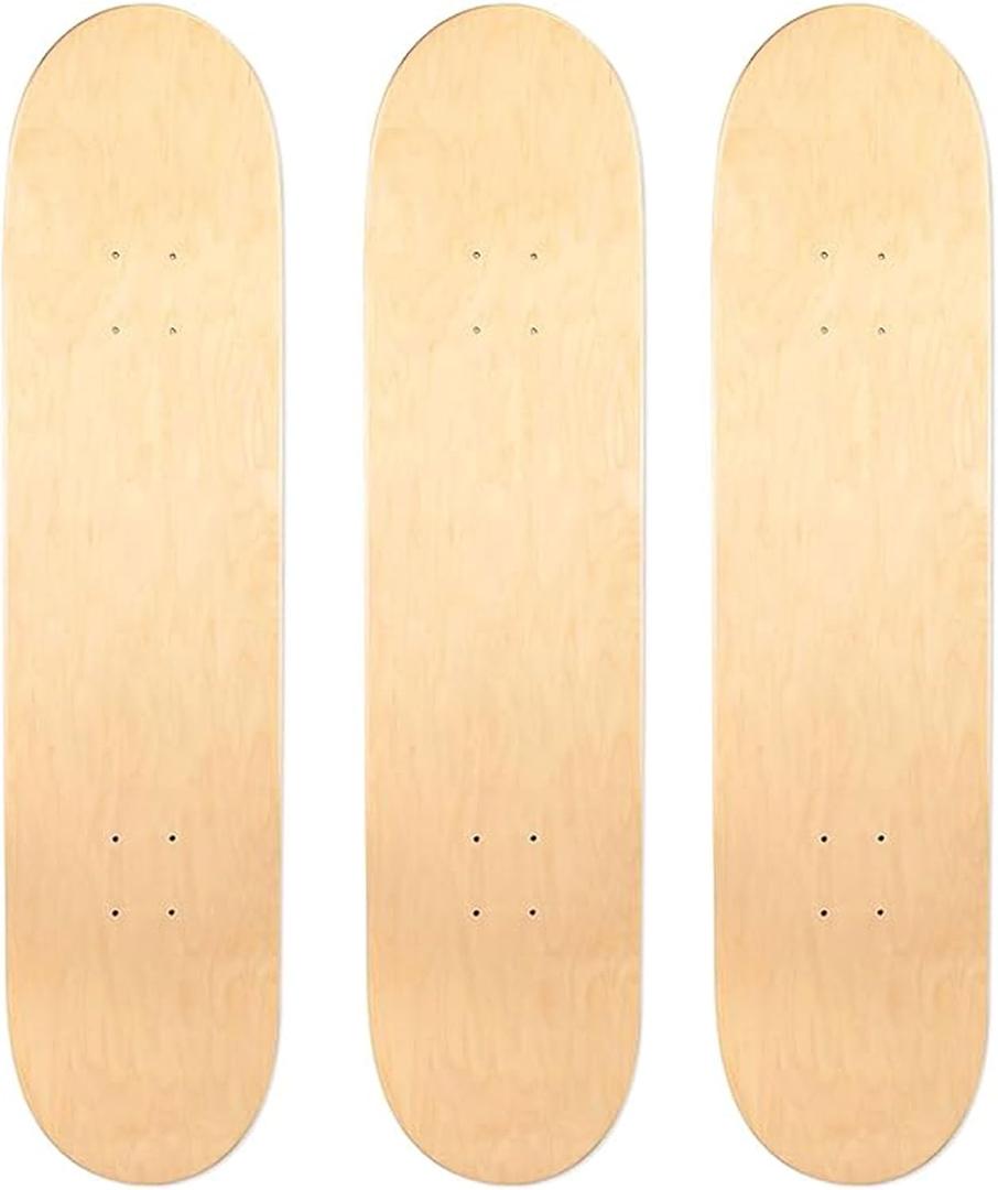 3 PCS Blank Maple Skateboard Decks, 31 x 8 inch 7-Layer Maple Double Tail Skateboard Decks Set of 3
