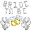 Bachelorette Party Decorations Bride To Be Balloons Banner - 16 inch Silver Letter Balloon - Ring Bride Balloons for Engagement Party Decorations Favors Supplies