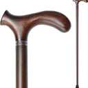 Wooden Walking Cane with 5 Height for Men and Women, Handmade Wood Cane with Comfort Grip Handle, Supportive Mobility Aid for Seniors, Fashionable & Classic Lightweight Stick (38inch, Walnut)