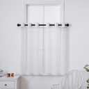PI White Sheer Curtains 45 Inches Length with Eyelets,Voile Light Filtering Small Window Curtains for Kitchen/Bathroom/Farmhouse/Basement 2 Panels (W42 X L45,Optical White)