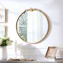 Vintage Round Wall Mirror, 19 Inch Gold Frame, Baroque Arched Decorative Vanity Mirror for Bathroom, Bedroom, Hallway (Antique Gold, 19x18)