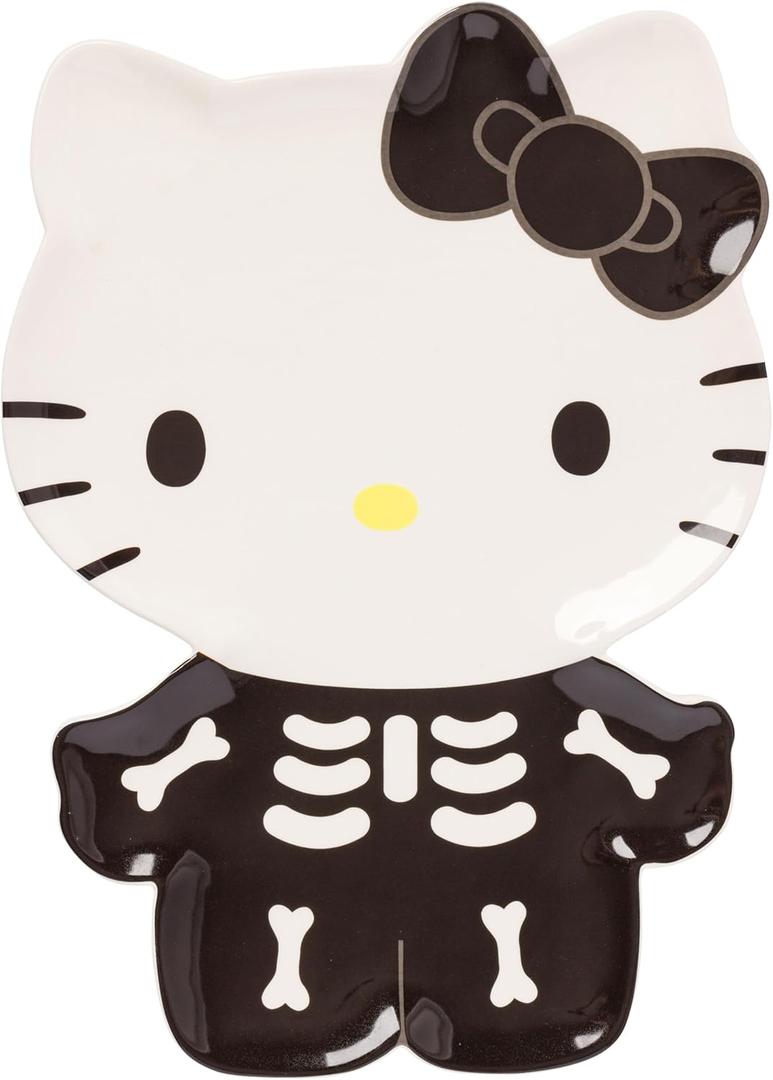 Silver Buffalo Sanrio Hello Kitty Halloween Spooky Skeleton Costume Ceramic Decorative Plate