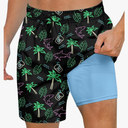 Cozople Mens Swimming Trunks with Compression Liner Swim Shorts 7 inch Quick Dry Bathing Suit Anti Chafe Boardshorts
