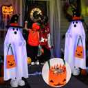 Halloween Decorations Light Up Ghost - 40 Inch Trick or Treat Jack O Lantern Candy Pocket Porch Outdoor Decoration, Halloween Decor for Yard Lawn Home Outdoor Decors