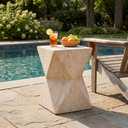 Christopher Knight Home Buncha 17.75" H Lightweight Concrete Outdoor Side Table, Patio End Table and Hourglass Design, MGO Outdoor Coffee Table, No Assembly Garden Plant Stand Indoor, Beige + Yellow