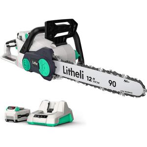 Litheli Cordless Battery Chain Saw 12", 40V 2.0Ah Battery Powered Chainsaw, Electric Chainsaws for Trees, Pruning, Branch Cutting, Yard, Garden Battery and Charger Included