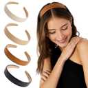 3 x WOVOWOVO Leather Headbands for Women, 1Inch Non Slip Soft PU Hair Head Bands Diademas Para Mujer De Moda Cute Beauty Fashion Hairbands Hair Accessories
