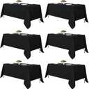Fitable Black Tablecloths for Rectangle Tables, 6 Pack - 70 x 120 Inches - Reusable and Washable Table Clothes for 6-8 Ft Tables, Polyester Fabric Table Covers for Wedding, Party, Banquet