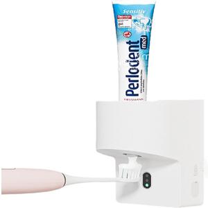 Automatic Induction Toothpaste Dispenser Wall Mounted for Bathroom,1800mAh Rechargeable,4 Gears Electric Toothpaste Squeezer Dispenser for Kids and Adults (White)