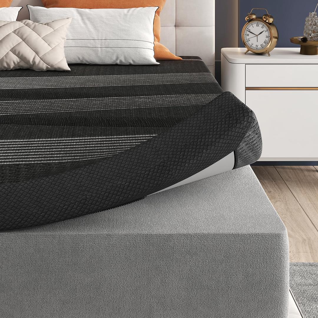 3 Inch Memory Foam Mattress Topper Queen, Cooling Gel Foam Mattress Topper for Back Pain Relief with Washable Cover & Non-Slip Base, CertiPUR-US Certified