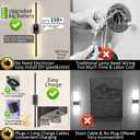 Easy Install Peel and Stick on Battery Operated Wall Sconces Set of 2 Rechargeable, Magnetic Linear Wall Sconce Wireless Long Picture Vanity Wall Light for Living Room Bedroom (2 Pack, 28.3'', Black)