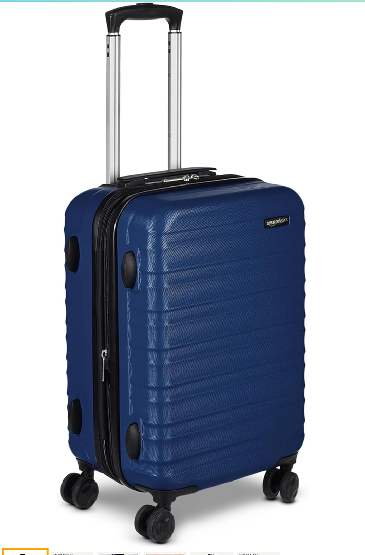 Amazon Basics 21" Hardside Carry-On Luggage, Hardshell Suitcase With Wheels, Expandable For Up to 25% More Space, With Scratch-Resistant Surface, Four Multi-directional Wheels, Navy Blue