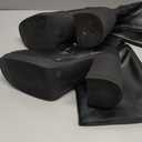 Athlefit Black Knee High Boots for Women Platform Tall Boots Fashion Square Toe Chunky Heeled Booties, Size 6.5