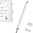 Stylus and Mount for Skylight Calendars 15/27 Inch, Dual Tip with Mesh and Disc Tip | Magnetic Pen Cap | Flexible Stylus Holder Mount to Calendar,2 in 1 Multifunctional Capacitive Stylus Pen-White