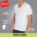 Hanes Men's Undershirt, Underarm Sweat Blocking Tee, White V-Neck T-Shirt, 3-Pack (White, XL)