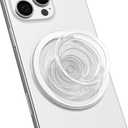 6 x Svanove Magnetic Phone Grip Compatible with Magsafe, Mag Safe Translucent Clear Grip Collapsible Kickstand for iPhone Samsung Pixel, Cute Transparent Silicone Removable Phone Stand Holder, Clear