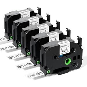 18mm 0.7 Laminated White Tape TZe-241 Compatible with Brother PTouch TZ Tape Black on White 3/4 Inch x 26.2 Feet Refills for PT-D410 PT-D400 PT-D610BT PTD600, 3-Pack TZe241