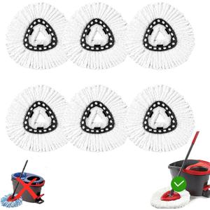 6 Pack Mop Head Replacement Compatible with Oceda Triangle Swivel Mops,Spin Mop Replacement Head 100% Microfiber,Deep Cleaning,EPSUNORISE Replacement Heads Compatible with O Ceda Mop(White)