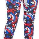 sissycos Women's 80s Leggings Neon Artistic Splash Printed Buttery Soft Stretchy Pants (Medium, Patriotic Tie-dye)
