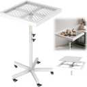Tredre 3-in-1 Rotating Spray Paint Rack with Lockable Wheels, 27.8"–40.9" Height Adjustable Cabinet Door Painting Stand, 360° Lifting Spray Painting Table for Doors, Parts & DIY Projects, White