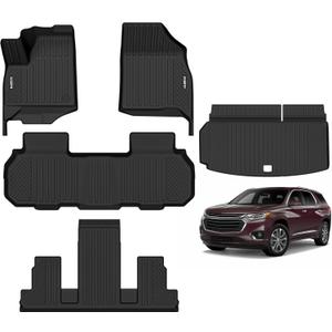 Naibeve Floor Mats for 2018-2023 Chevrolet Traverse 7 Seats Bucket Seats (for 2024 Traverse Limited)-All Weather Custom Fit for Chevy Traverse Floor Mats & Cargo Mat Waterproof Interior Accessories