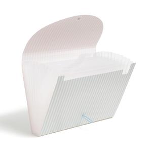 U Brands 13 Pocket Poly Expandable File, 13" x 9.65" x 1.5", Muted Prep Blue Stripes, Letter Size