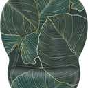 MROCO Ergonomic Mouse Pad with Gel Wrist Rest, Smooth Wrist Support Surface, Non-Slip PU Base for Pain Relief, Comfortable Mousepad for Computer, Laptop, Office & Home, 9.4 x 8.1 in, Green Leaves
