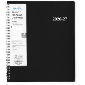 3 x Blue Sky 2026-2027 Monthly Academic Year Planner Calendar, July 2026 - June 2027, 8" x 10", Monthly Layout, Flexible Cover, Wirebound, Laminated Tabs, Enterprise