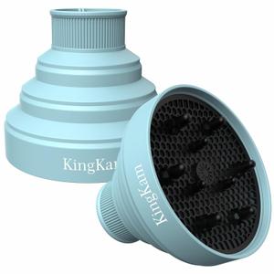 Collapsible Silicone Hair Dryer Diffuser - Travel and Easy Storage - Fit Most Hair Dryers with Nozzle Diameter D-1.575Inch to 1.968 Inch (4-5cm) - Blue