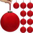 9 PCS Velvet Christmas Balls Ornaments 4inch& 6inch Christmas Large Ball Set for Xmas Tree Decor, Holiday Home Party (Red, 6inch)