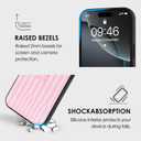 for iPhone 16 Pro Max Case with Finger Hand Strap Kickstand, Trendy Cool Striped Phone Case for Women Men, Full Camera Protection Shockproof Protective Cover, White and Pink Stripes