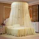TOPINCN Bed Canopy, Canopy Bedding, 360 Degree Dome Net Bed Canopy with Lace Curtains for Kids Play Tent, Single to King Size