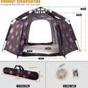 Portable Hexagon Kids Play Tent with LED Strip Lights Indoor Children Play House Easy Set-up Space Dream Tent for Night.4-5 Person Large Tents & Birthday Gifts