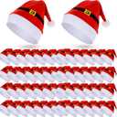 Vicenpal 50pcs Santa Hats Bulk 11.81 x 15.75 Inch Christmas Hat with Fuzzy Pom for Adult Teens Xmas Holiday Party Decor