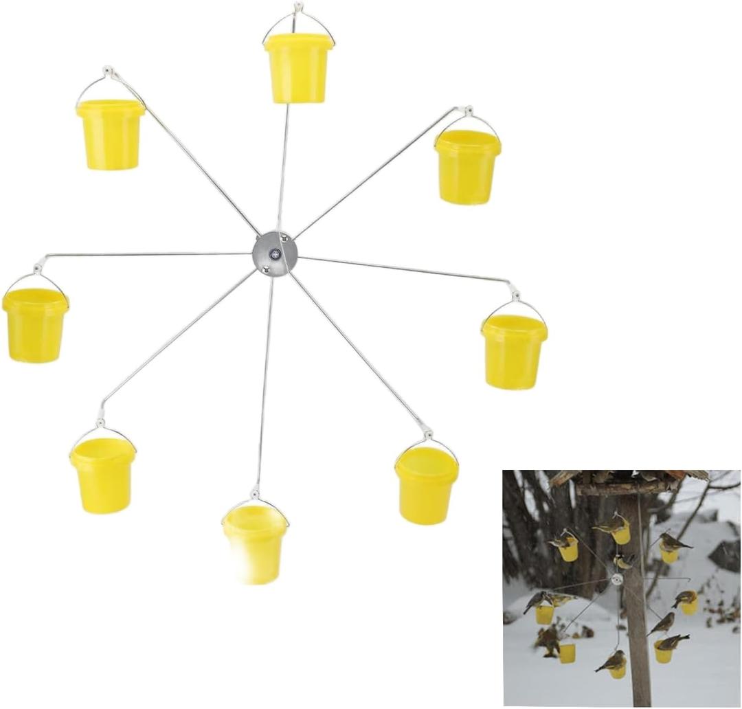 Ferris Wheel Hummingbird Feeder - 8 Spinning Basket Bird Feeder for Outdoors, Hanging Wild Bird Feeder with Dynamic Design Attracts Hummingbirds, Easy-Fill Weather-Resistant