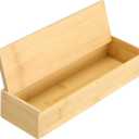 Cabilock Wooden Cutlery Box with Lid, Kitchen Chopsticks Box Utensils Drawer Organizer Bamboo Storage Case Countertop Silverware Container for Tableware