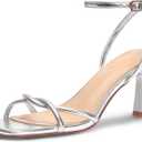 Womens Sandals Strappy Kitten Heels for Women Square Open Toe Strappy Heels Comfortable Heels for Party, Wedding and Daily Wearing,