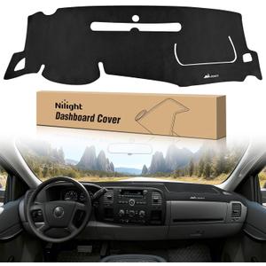 Nilight Dash Cover for 20072013 Chevy Silverado/GMC Sierra 1500 2500 3500, Suede Dashboard Mat Sunshade Glare Dashboard Protector Truck Interior Accessories Black