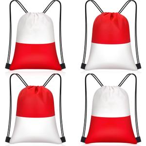 Yiyiring 16 pcs Cartoon Animation Drawstring Bags Bulk Red and White Party Favors Bags for Kids Cartoon Animation Supplies(Red White Party)