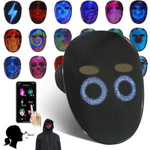 Led Mask with Gesture Sensing,Light up mask for Kids/Men/Women LED Halloween Mask for Costume Cosplay Party