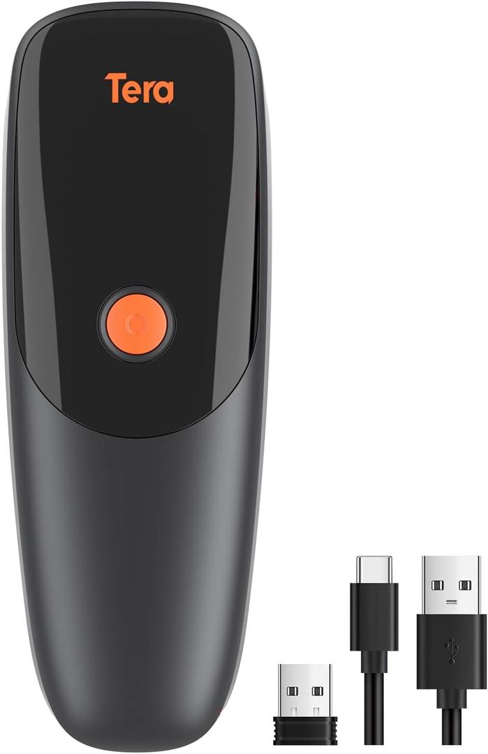 Tera Pro Extreme Performance 1D CCD Wireless Barcode Scanner Mini Portable 2500 Pixel Pocket Handheld Bar Code Reader Work with Bluetooth & 2.4G Wireless & USB Wired for iOS Android PC Tablet 1300C