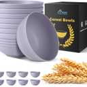 HOTEC BPA Free Unbreakable Wheat Straw Cereal Bowls - Microwave & Dishwasher Safe Soup and Salad Bowls, Set of 8, 26oz, Purple