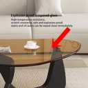 EASYSOUL Modern Glass Coffee Table, 44.88" D x 32.28" W x 15.75" H, Abstract Round Tea Tables for Living Room Home Office Industrial Cocktail Tables (Black-Brown Glass, 44.88")