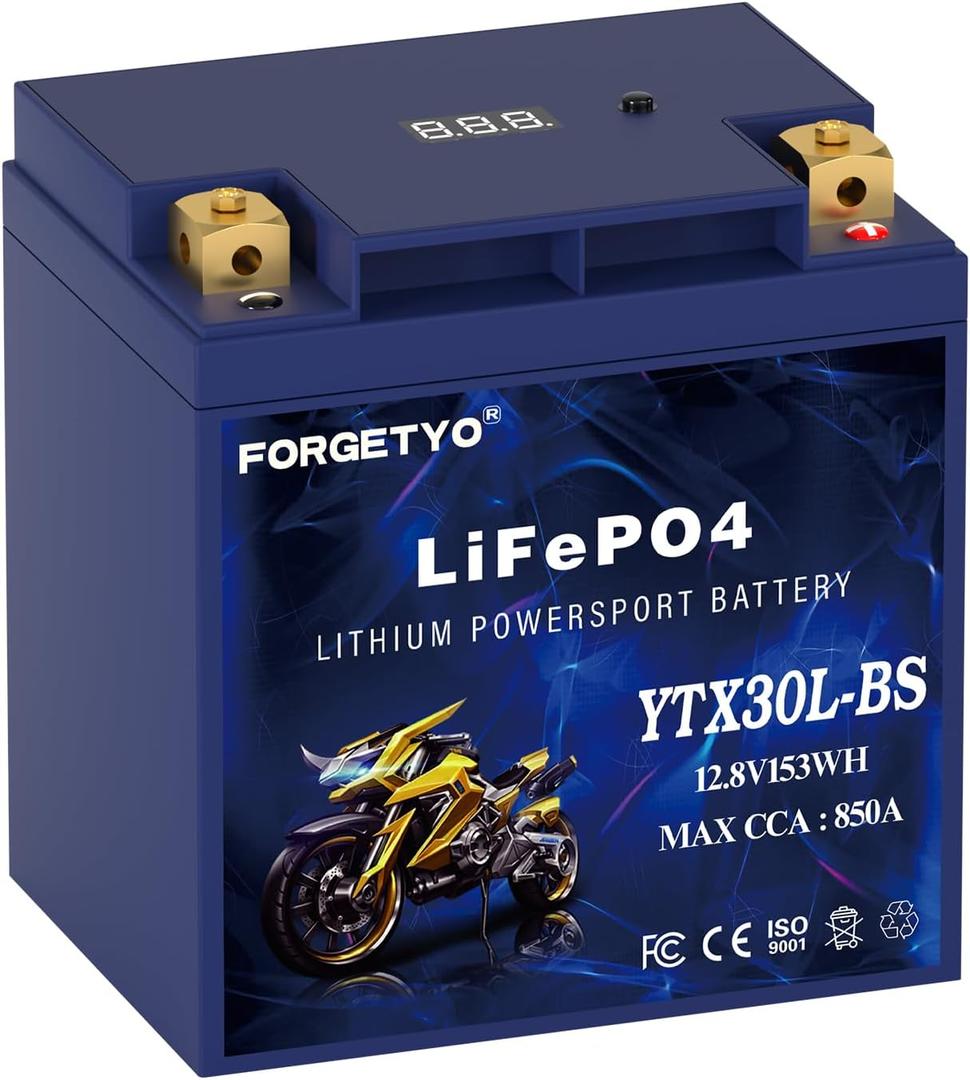Lithium YTX30L-BS, 850A LiFePO4 Motorcycle Battery, 12V 12AH ATV, UTV, Jet Ski, 4 Wheeler, Snowmobile, Personal Watercraft, Seadoo, Polaris, Tractor,Generator and Riding Lawn Mower Battery