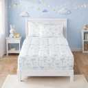 Bow Zipper Bedding Twin for Girls, Bed in a Bag, Comforter Set White - Light Blue Bow Quilt with All-in-One Zipper Design, Cute Bow Quilt Set for Girls & Boys