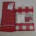 kitchenAid BrightRed 16x28 Inch Durable Obsorbant Cotton Terry Towel and LinTex Home collection Vintage Vinyl Table Cloth, 60x84 inch Rectangular