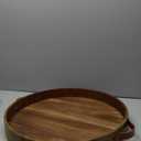 Ottoman Tray with Handles, 20 Inches Round Large Tray for Ottoman Wooden Serving Tray Decorative Trays for Living Room Wooden Trays for Party, Dinner, Breakfast, Appetizers, Entertaining Guests