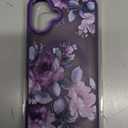 FUNMIKO for iPhone 16 Plus Case with Privacy Screen Protector, Wireless Charging Compatible, Shockproof Translucent Matte Cover - Cute Floral Design Phone Case for Women Girls - Purple Blossoms